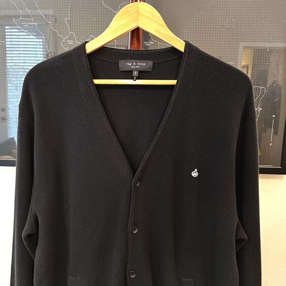 rag & bone - Winslow Crossgrain Cotton Cardigan Large - Black - Picture 4 of 6